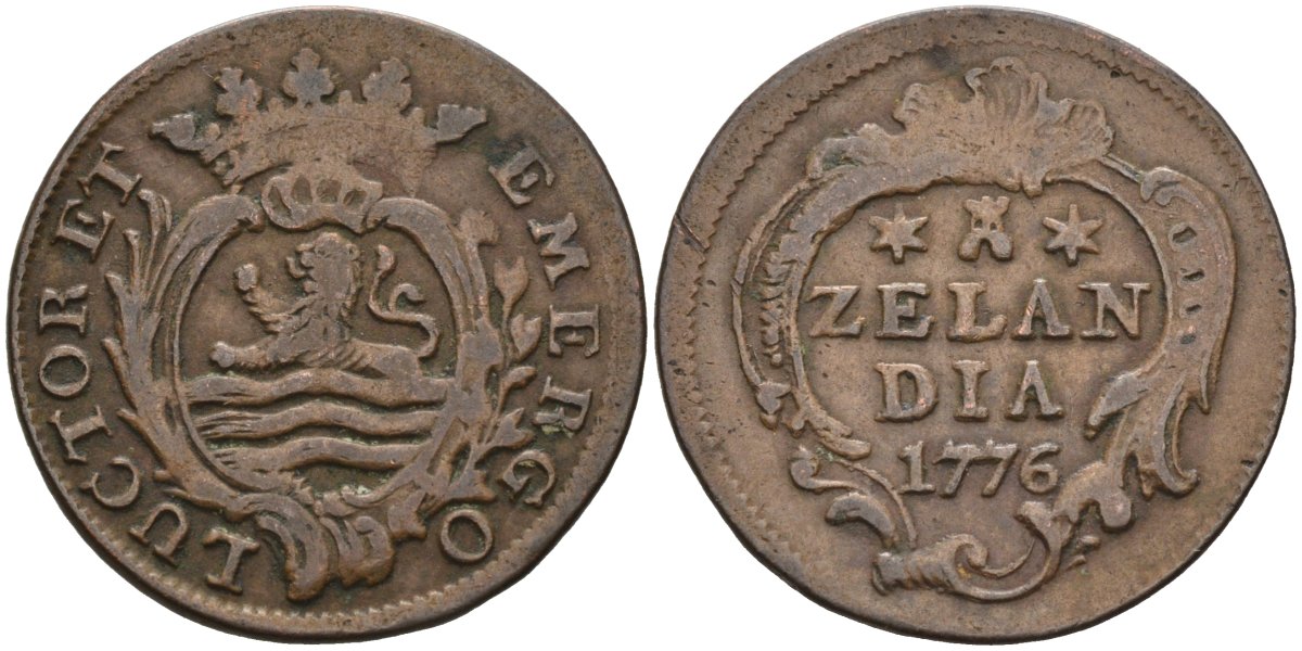 Зеландия (Zeeland), Нидерланды 1 дуит 1776 KM 101 медь 1528-431