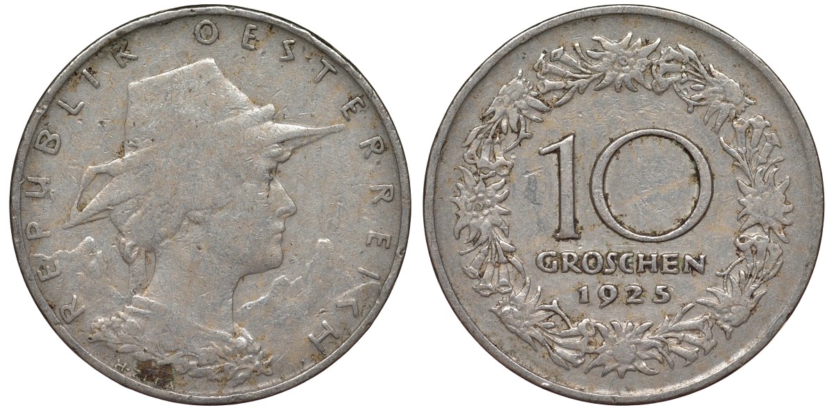 Австрия 10 грошей 1925 KM 2838 медно-никель 4163-314