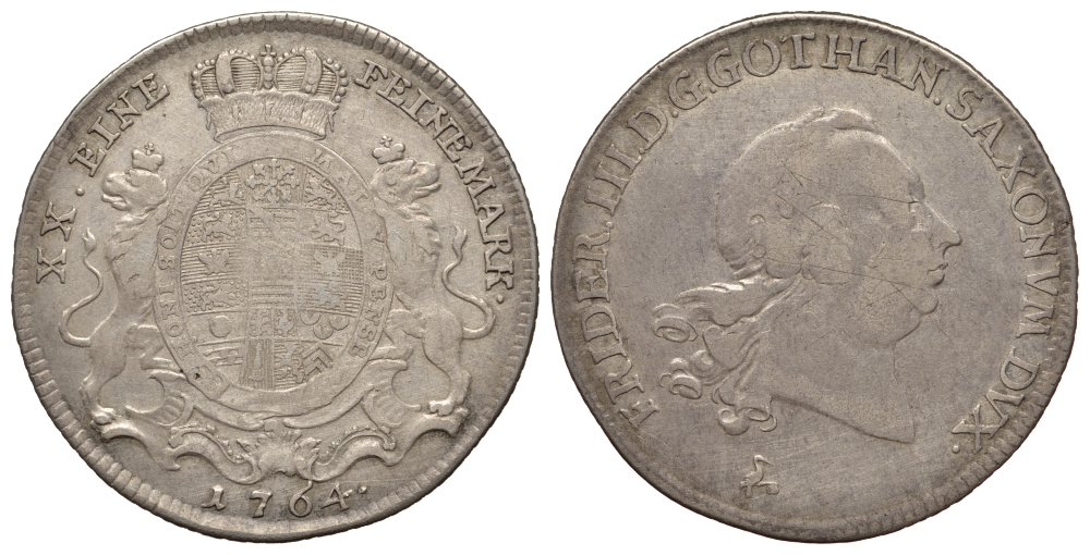 Саксен-Гота-Альтенбург 2/3 талера 1764 KM 316 серебро 00-811-48