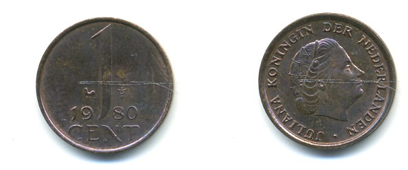 Нидерланды 1 цент 1980 Юлиана (1949-1980) KM 180 бронза UNC 80-968