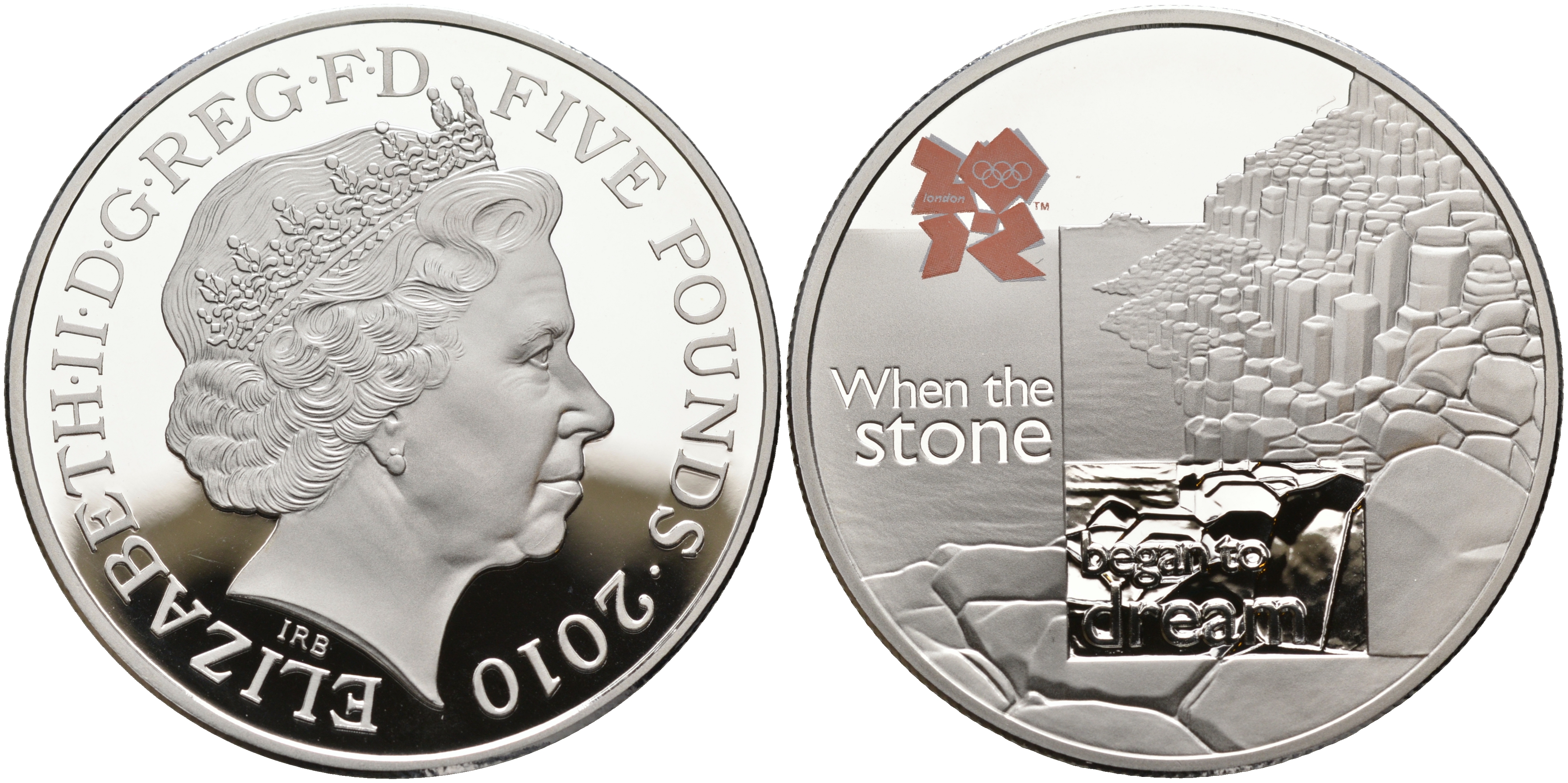 Великобритания 5 фунтов 2010 Елизавета II (1952-2022), XXX летние Олимпийские Игры в Лондоне в 2012, дорога гигантов KM 1152, Spink LO44 серебро PROOF 00-00