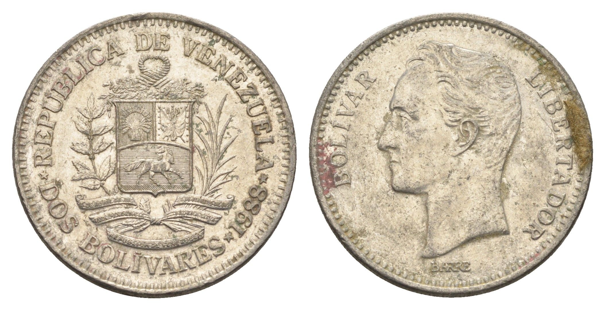 Венесуэла 2 боливара 1988 Симон Боливар Y 43 никель 4662-934