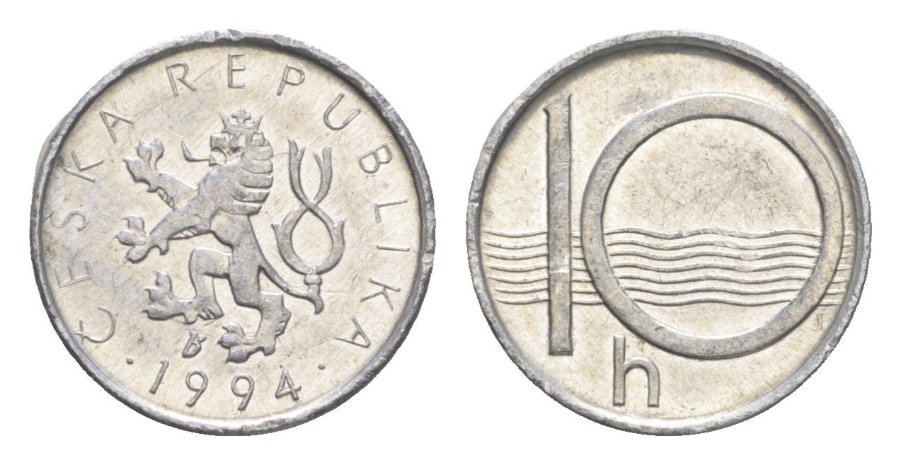 Чехия 10 геллеров 1994 KM 6 алюминий UNC 4651-555