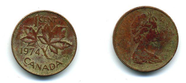 Канада 1 цент 1974 Елизавета II (1952-2022), кленовый лист KM 59.1 бронза 37-251