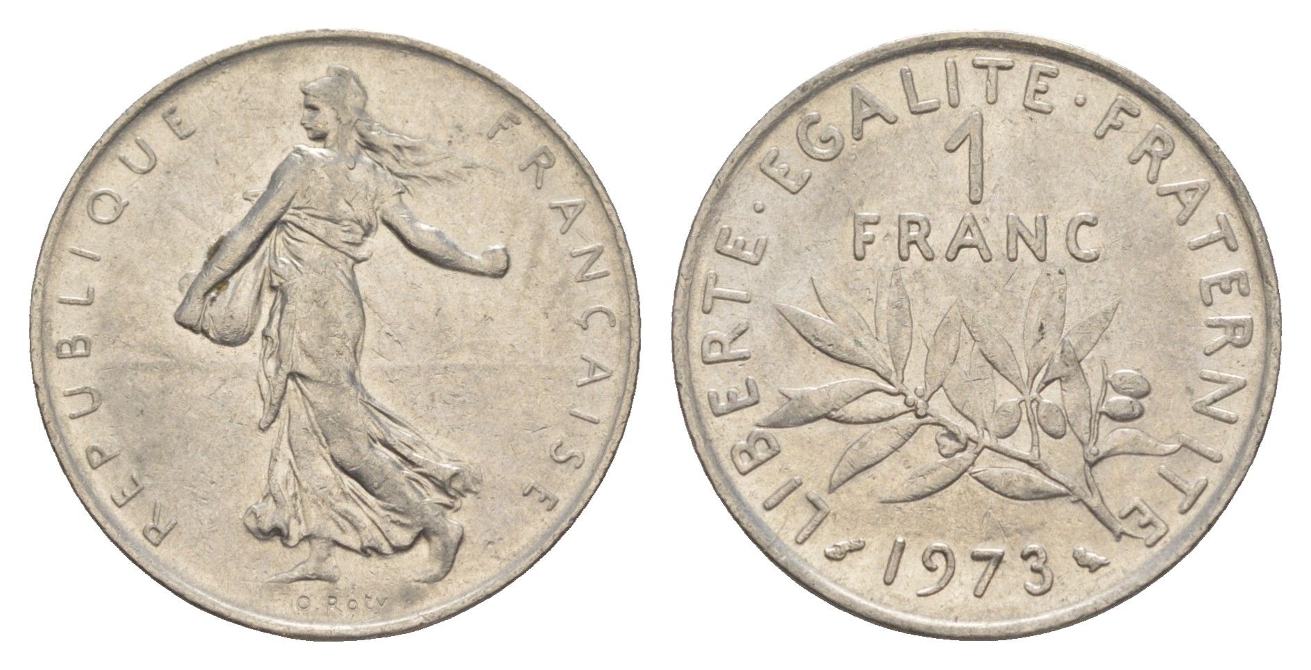 Франция 1 франк 1973 сеятель KM 925 никель 4541-334