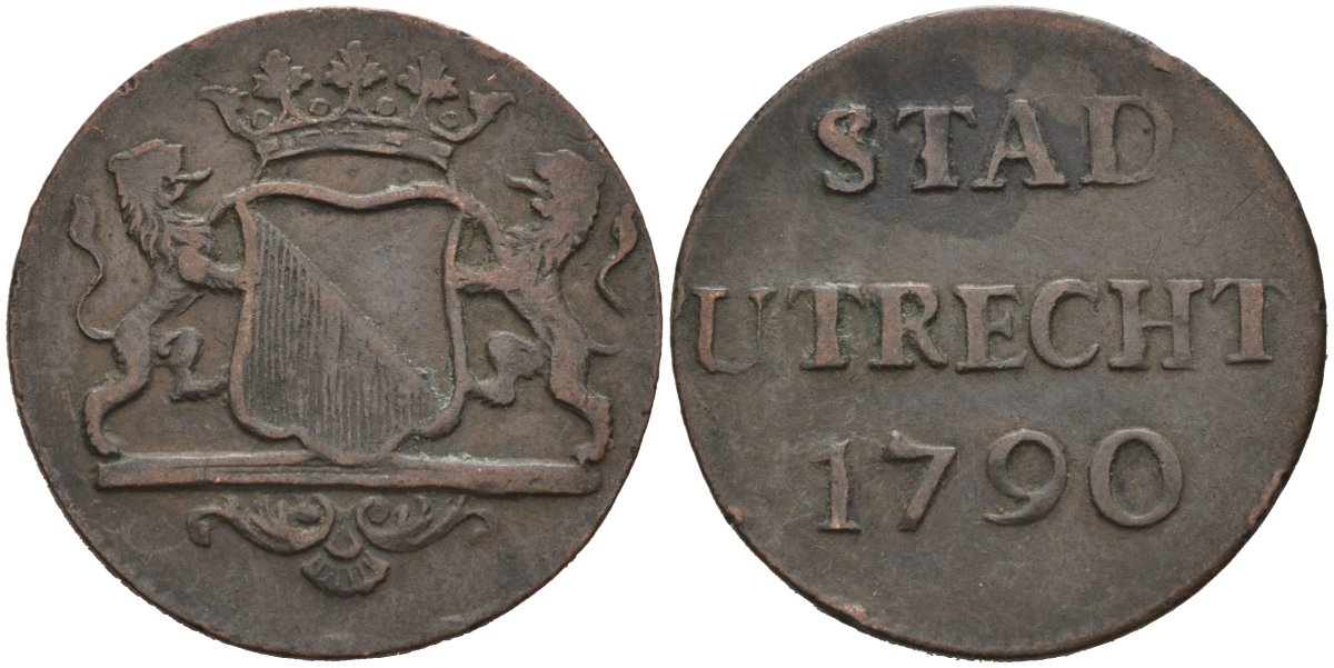 Утрехт (Utrecht), Нидерланды 1 дуит 1790 KM 91 медь 4577-252