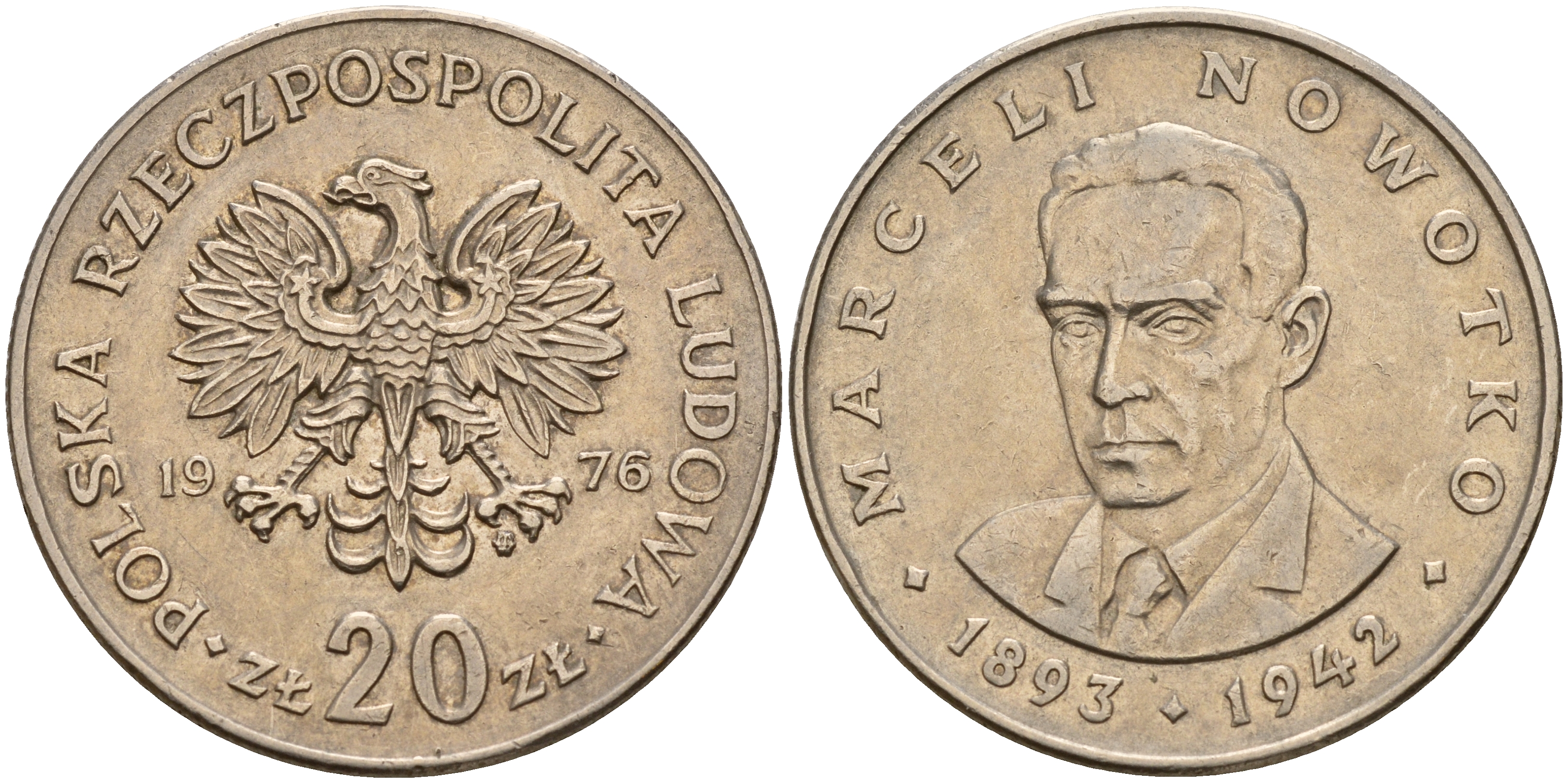 Польша 20 злотых 1976 Марцелий Новотко KM 69 медно-никель    4157-916