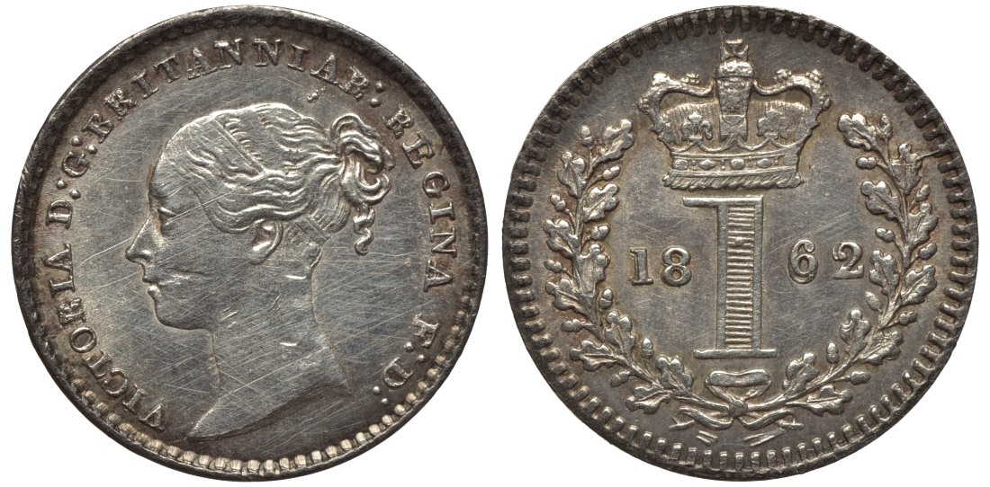 Великобритания 1 пенни 1862 Виктория (1837-1901) KM 727, Spink 3920 серебро PROOFLIKE 1523-1334