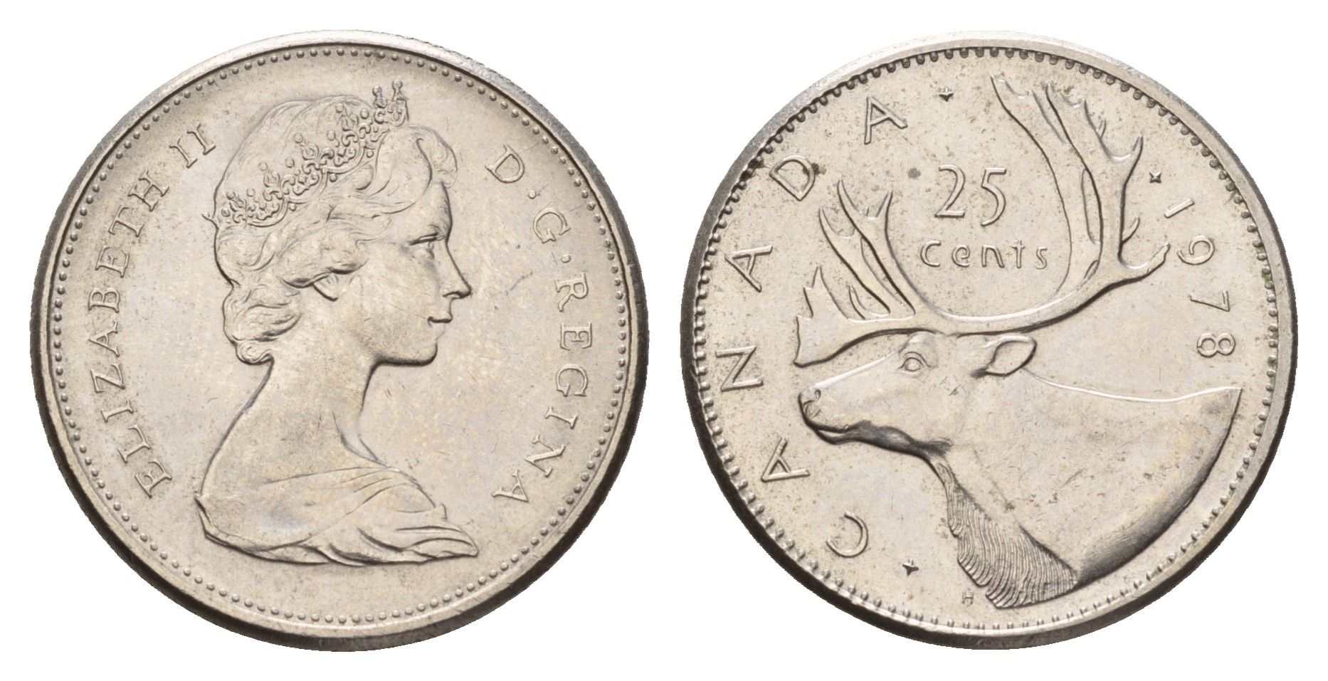 Канада 25 центов 1978 Елизавета II (1952-2022), олень KM 62b никель 4678-1046