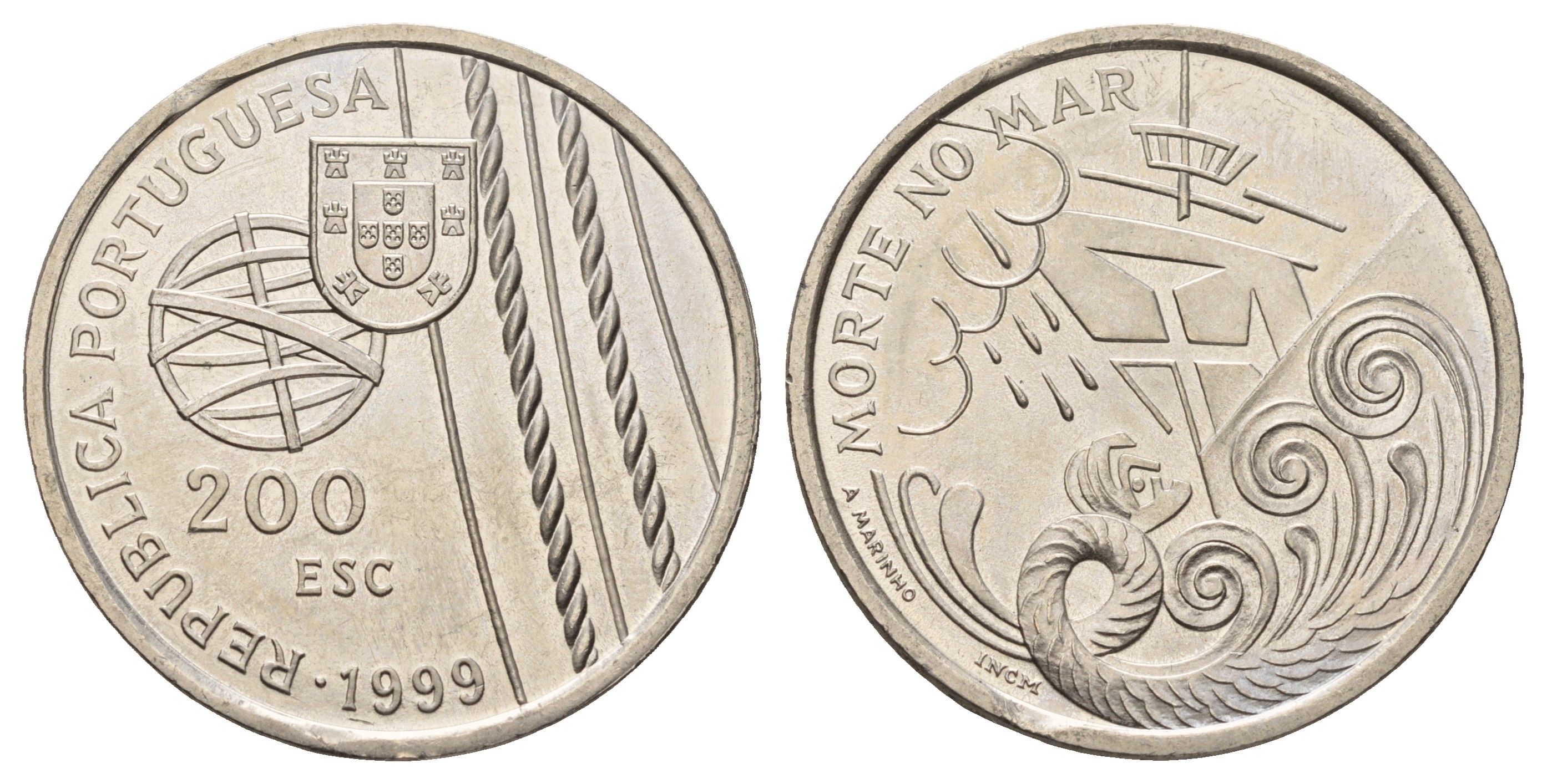Португалия 200 эскудо 1999 Смерть в море KM 716 медно-никель UNC 107-1111