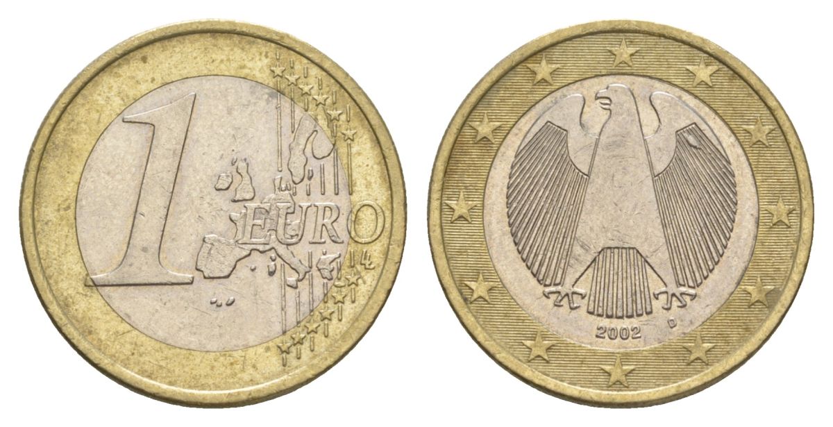 Германия 1 евро 2002 D KM 213 биметалл 4629-417