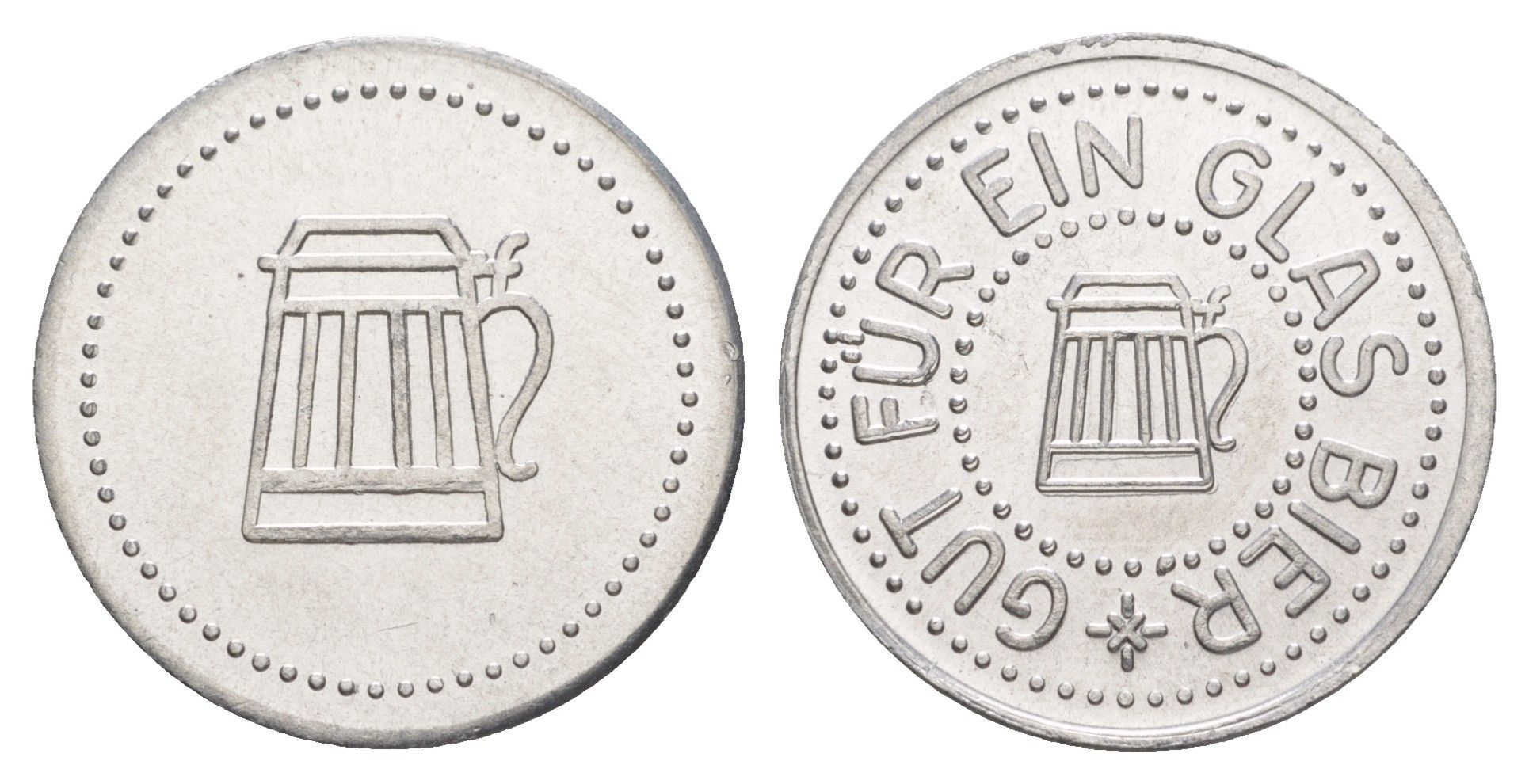 Германия жетон в 1 "стакан пива" ND диаметр 24 мм, вес 1,1 гр алюминий UNC 4638-843