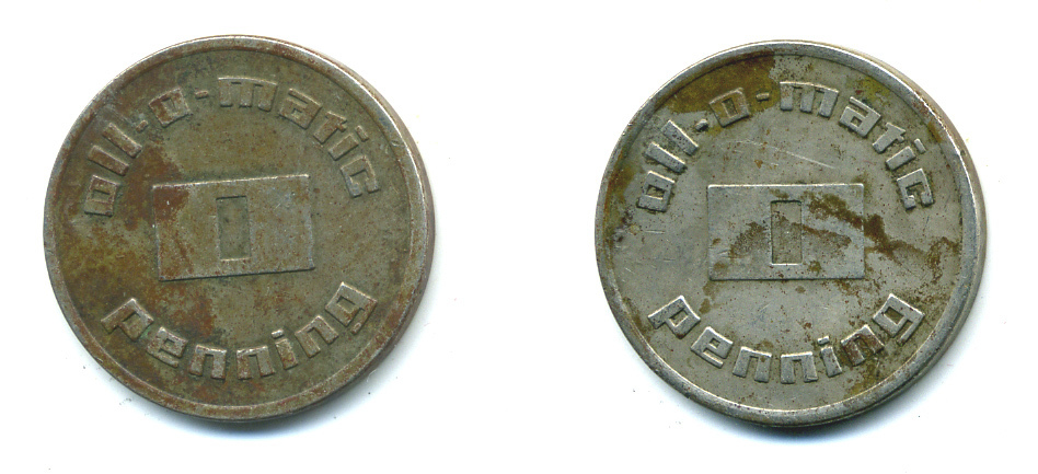 ГЕРМАНИЯ ЖЕТОН НА МОЙКУ АВТОМОБИЛЯ ND OLL-O-MATIC, PENNING белый металл 79-631