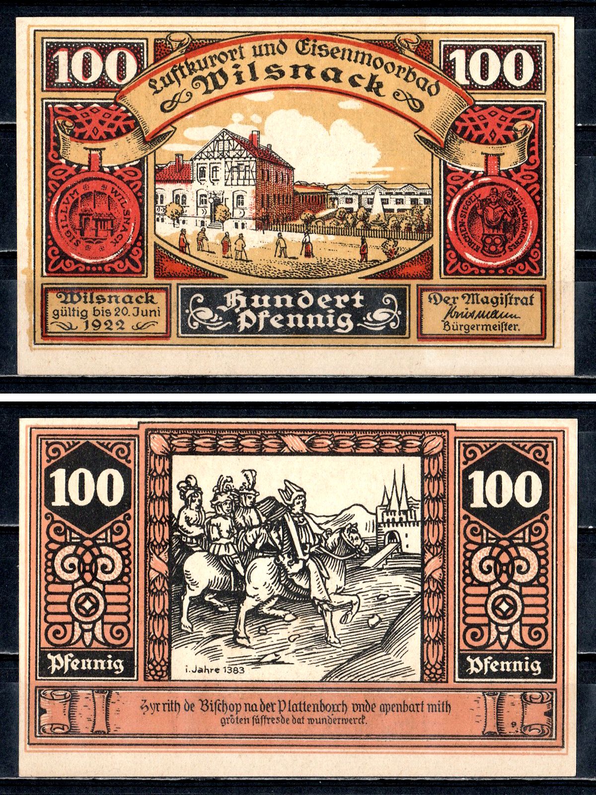 Вильснак (Пруссия, Бранденбург) 100 пфеннигов 1922 2193-48-3-2