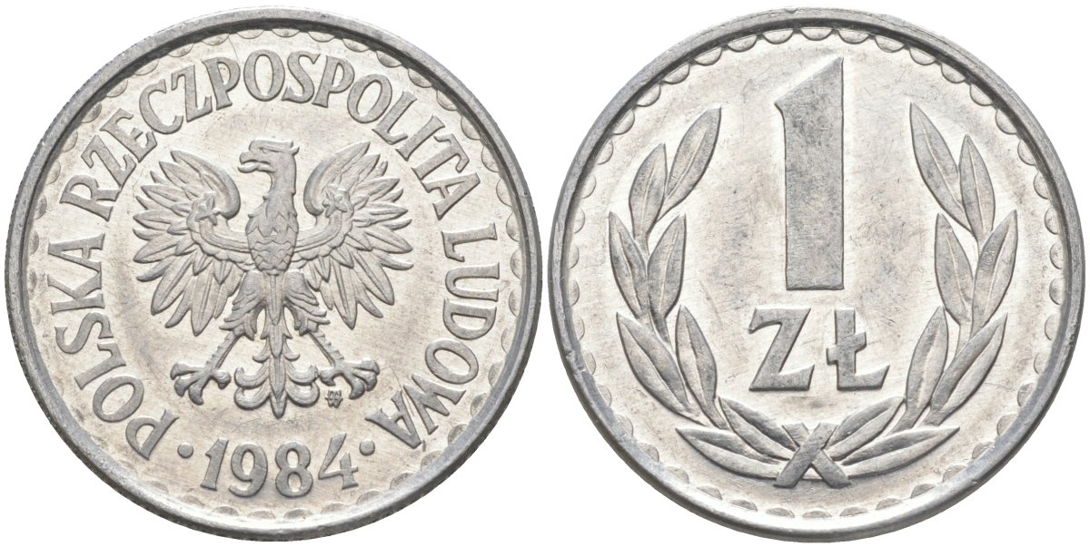Польша 1 злотый 1984 MW KM 49.1, Parchimowicz 213w алюминий 3856-812