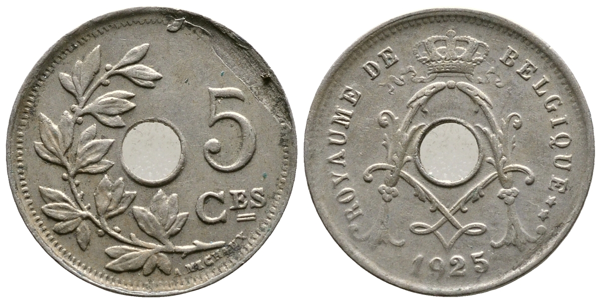 Бельгия 5 сантимов 1925 Belgique, Альберт I (1909-1934) KM 66 медно-никель 4379-726