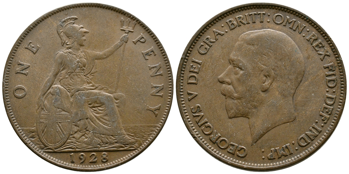 Великобритания 1 пенни 1928 Георг V (1910-1936) КМ 838, Spink 4055 бронза 73-414