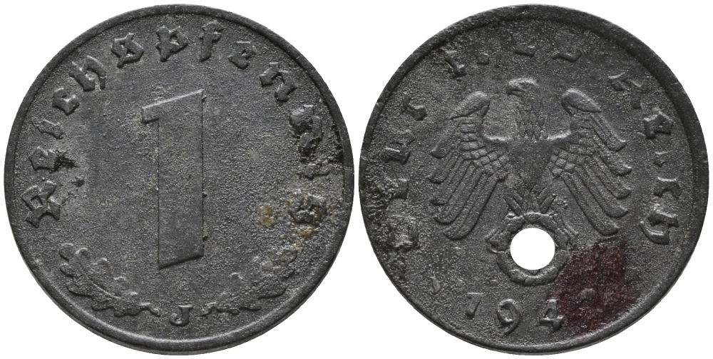 ГЕРМАНИЯ 1 РЕЙХСПФЕННИГ 1942 J KM 97, J.369 цинк 96-747