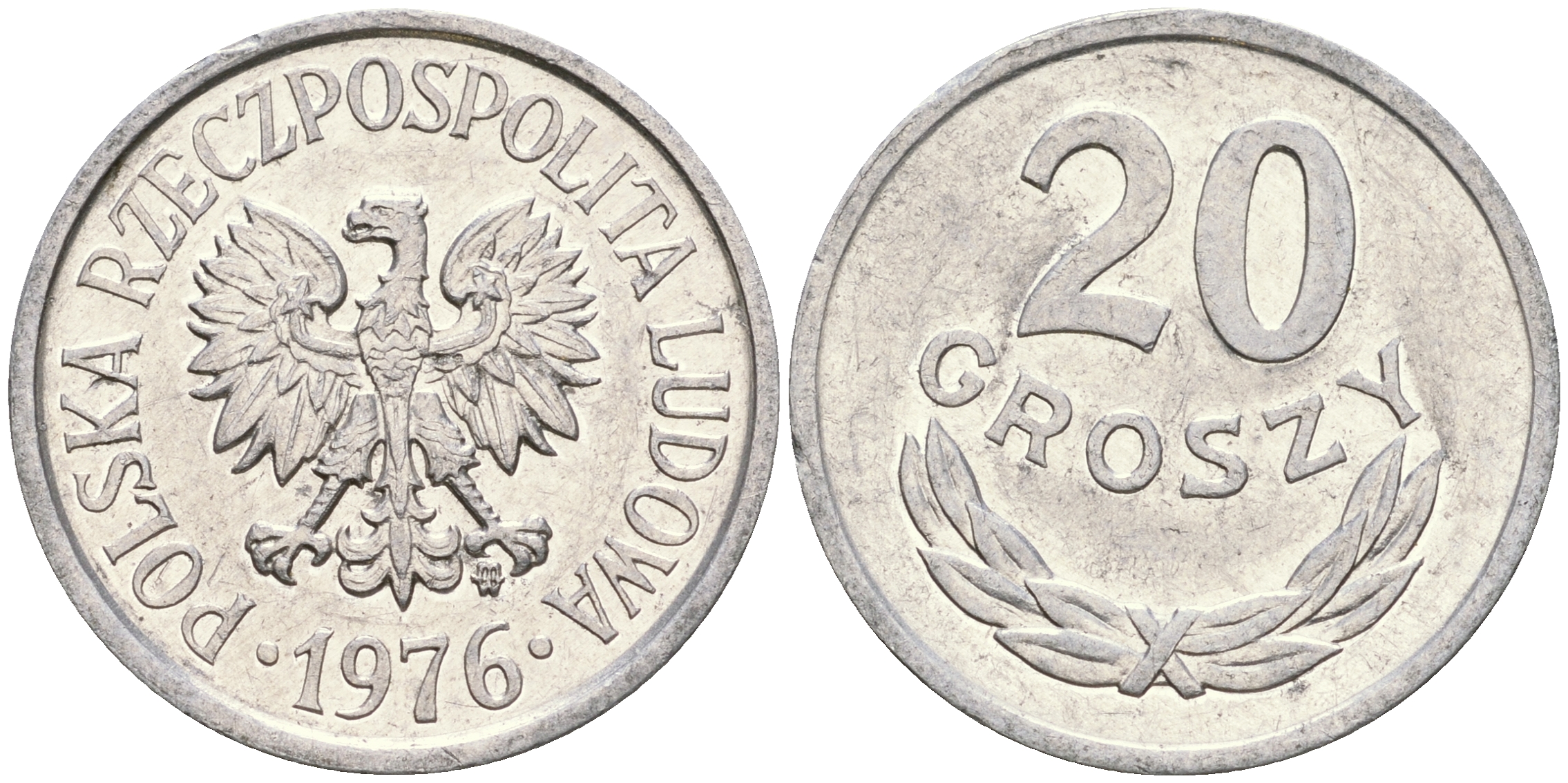 Польша 20 грошей 1976 MW KM А47 алюминий 4364-1642