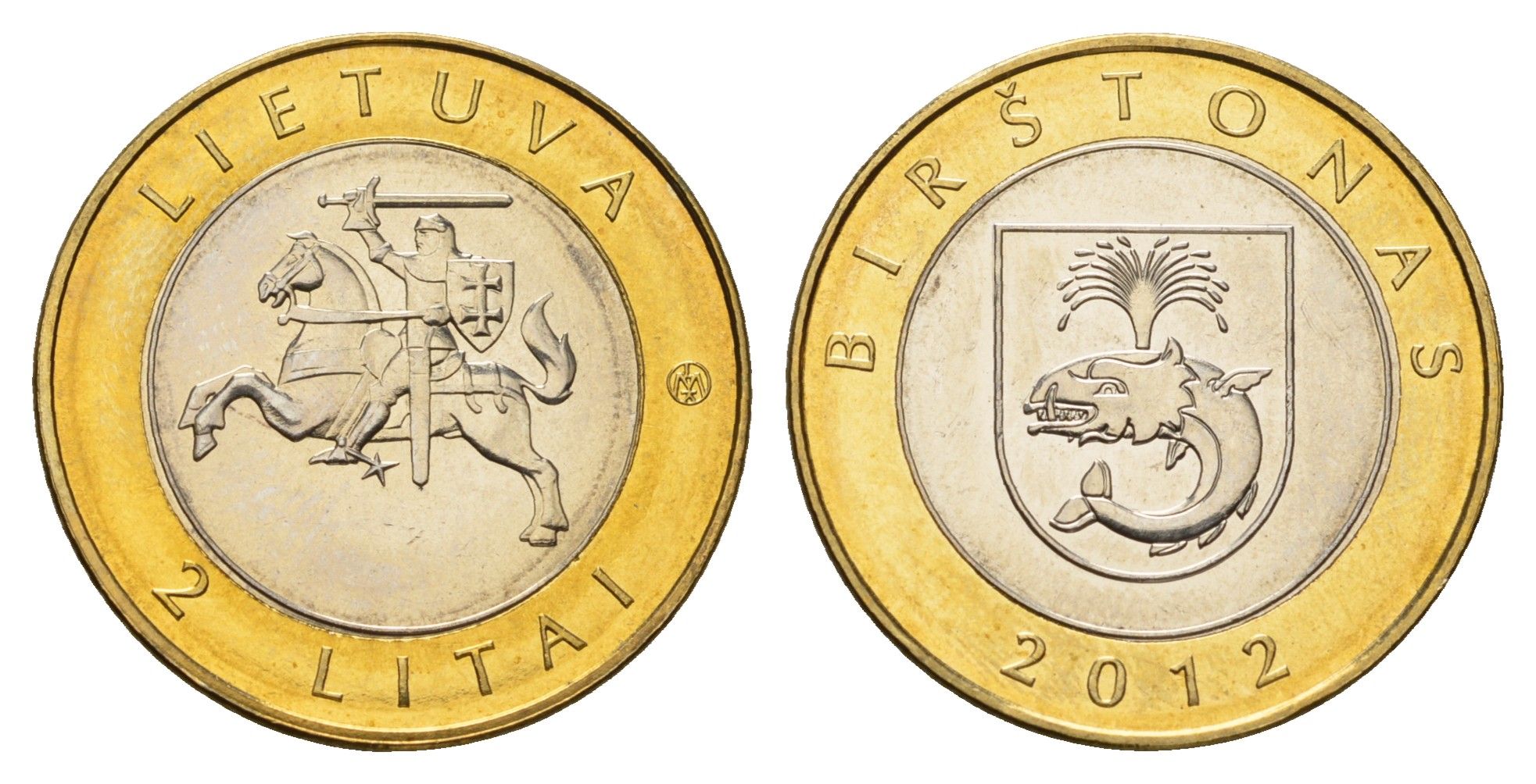 Литва 2 лита 2012 Курорты Литвы - Бирштонас KM 183.1 биметалл UNC 4695-435