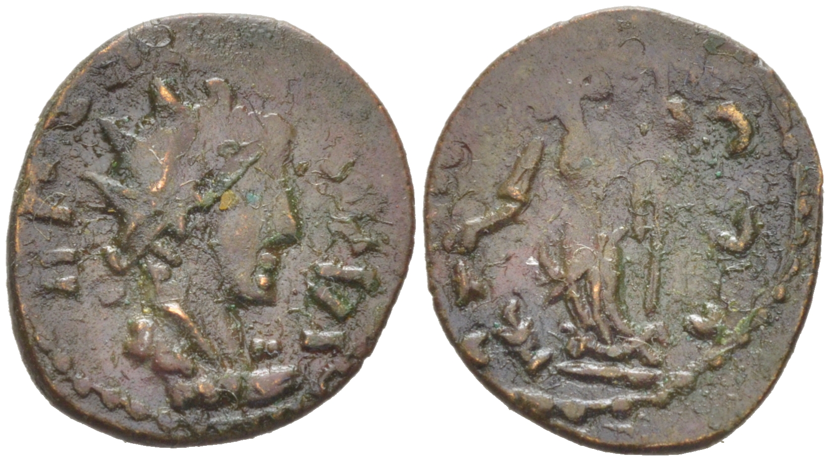 Римская Империя, императоры в Галлии антониниан 273 - 274 Тетрик II, локальная чеканка в Галлии RIC биллон 1073-24-46