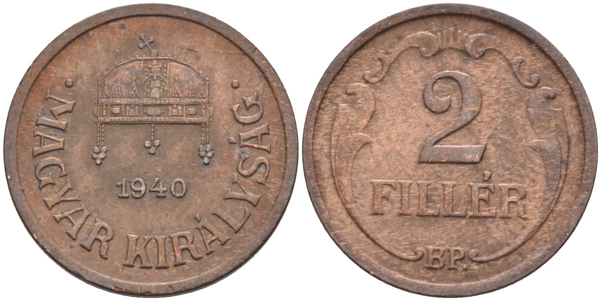 Венгрия 2 филлера 1940 BP KM 506 бронза 4115-1219