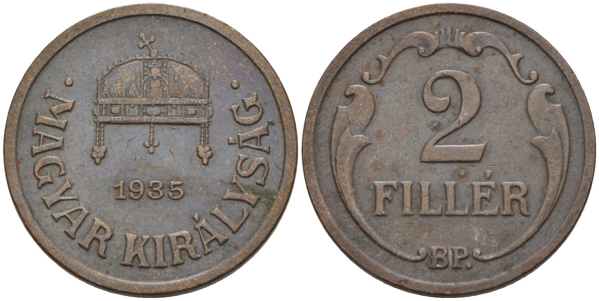 Венгрия 2 филлера 1935 BP KM 506 бронза 4115-1138