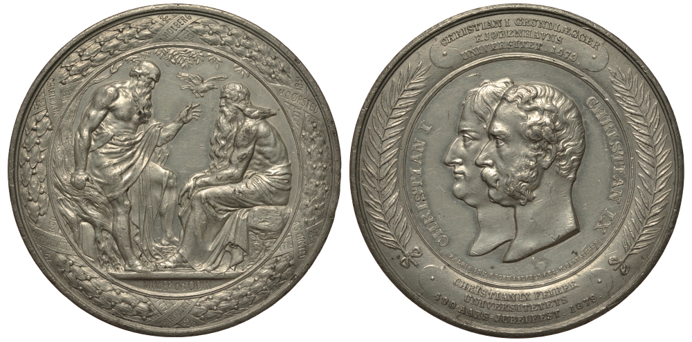 ДАНИЯ МЕДАЛЬ 1879 400 ЛЕТ УНИВЕРСИТЕТУ, 53 мм, 58,1 гр олово 1082-5-32