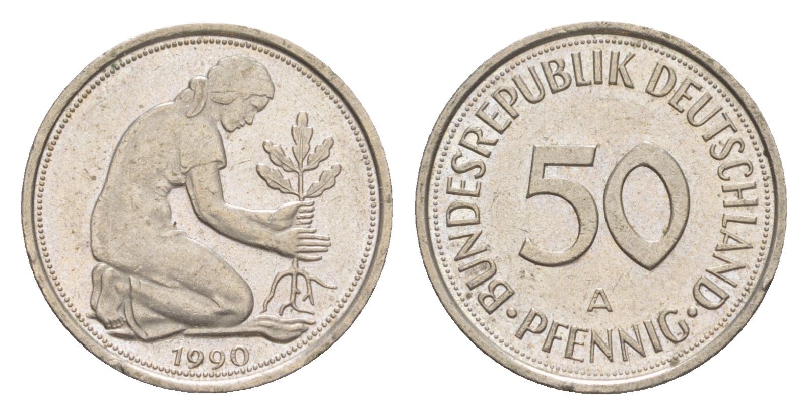 Германия 50 пфеннигов 1990 A KM 109.2, J. 384a медно-никель 4632-916