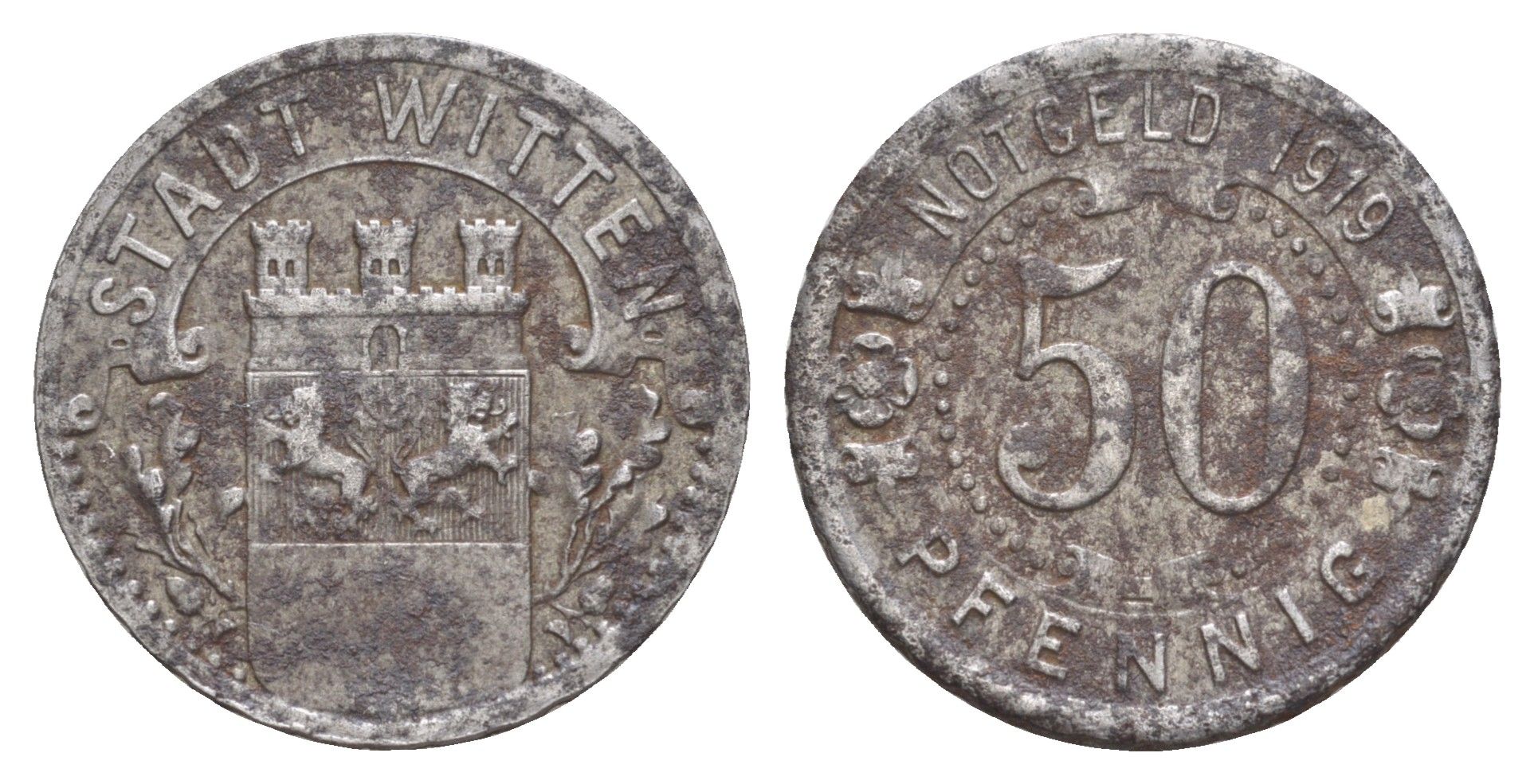 Виттен 50 пфеннигов 1919 Funck 604.6, Men05 27464.13, Men18 34499.13 железо 4586-512