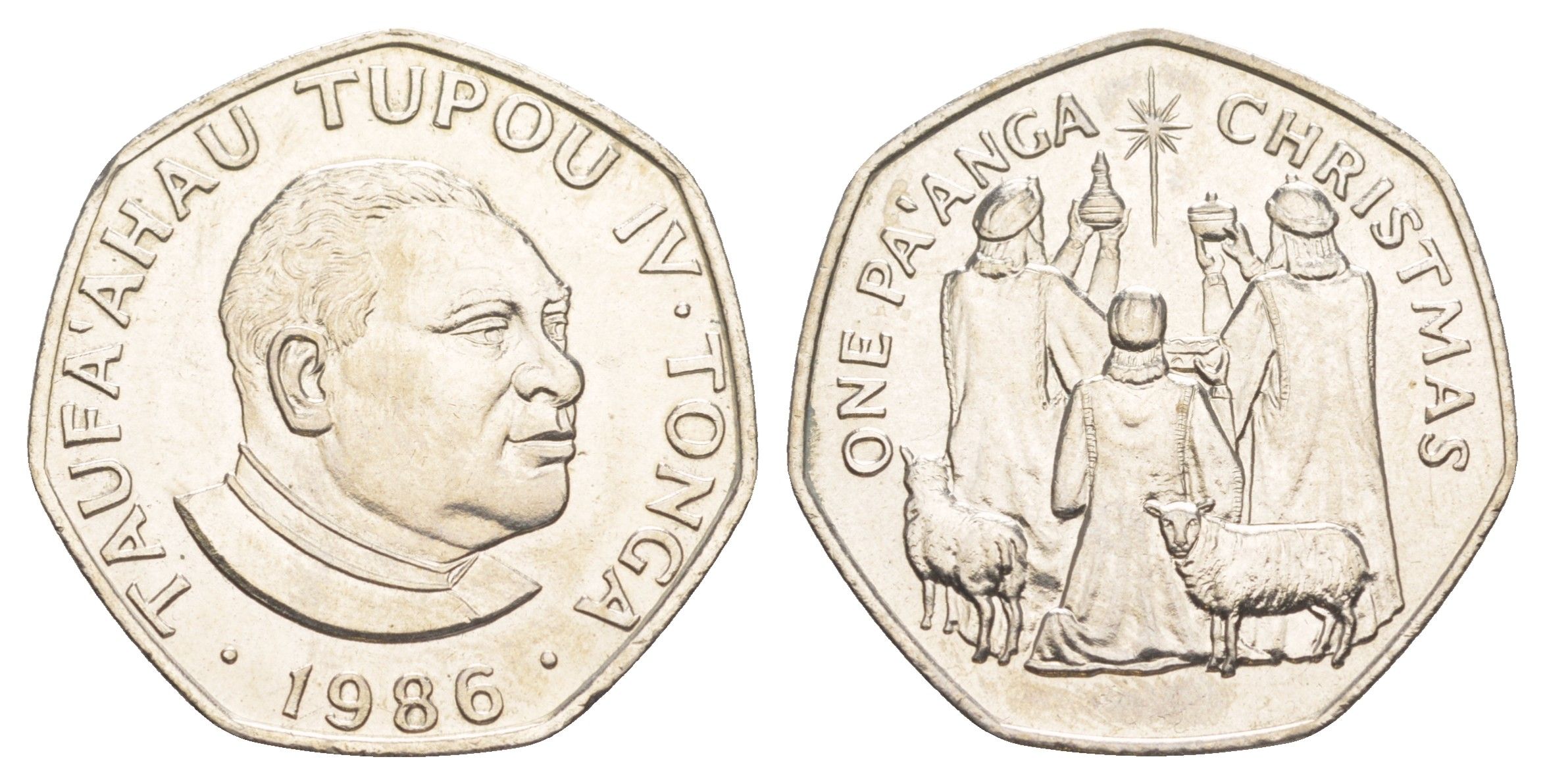Тонга 1 паанга 1986 Рождество, тираж 5.000 экземпляров KM 123 медно-никель BU 443-941