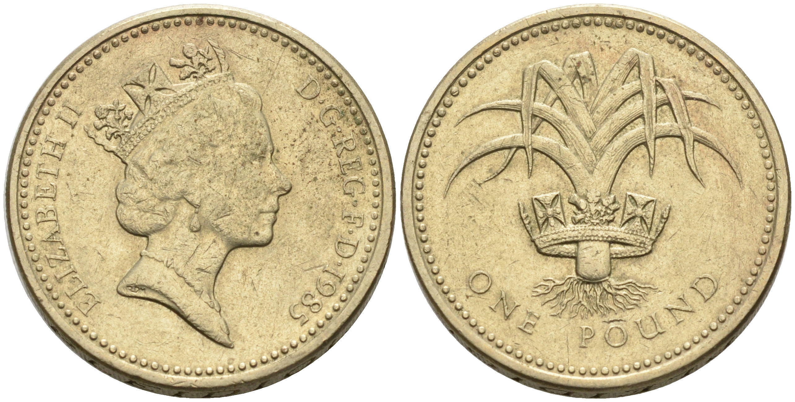 Великобритания 1 фунт 1985 Елизавета II (1952-2022) KM 941, Spink 4331 никель латунь 4563-1112