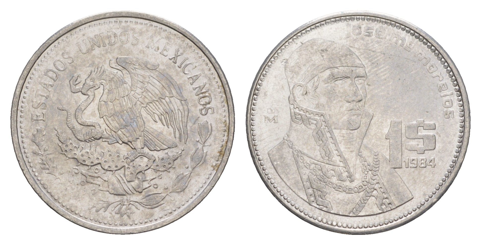 Мексика 1 песо 1984 Mo KM 496 медно-никель UNC 4637-616