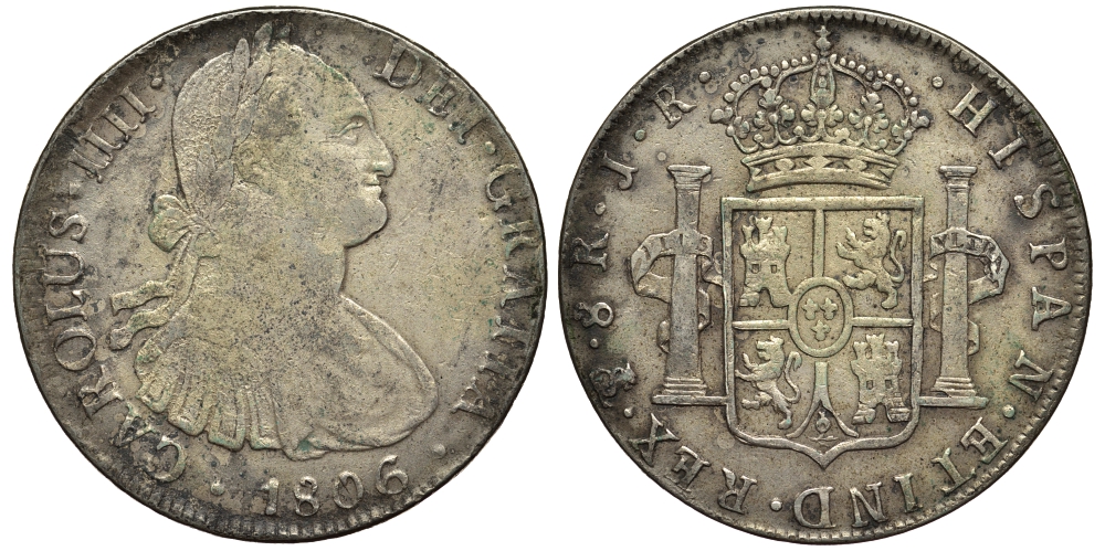 Боливия 8 реалов 1806 PJ, подделка в ущерб обращению KM 73.1 серебро 00-1067-1-22