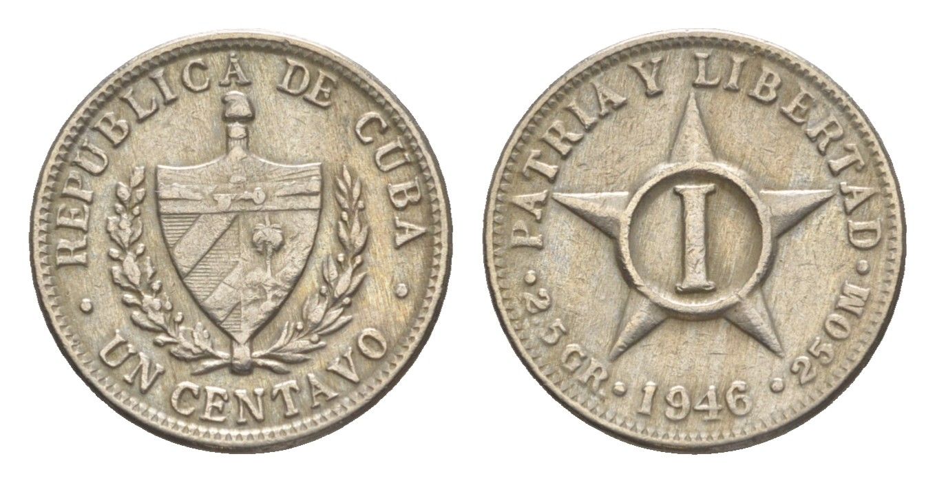 Куба 1 сентаво 1946 KM 9.2 медно-никель 4636-655