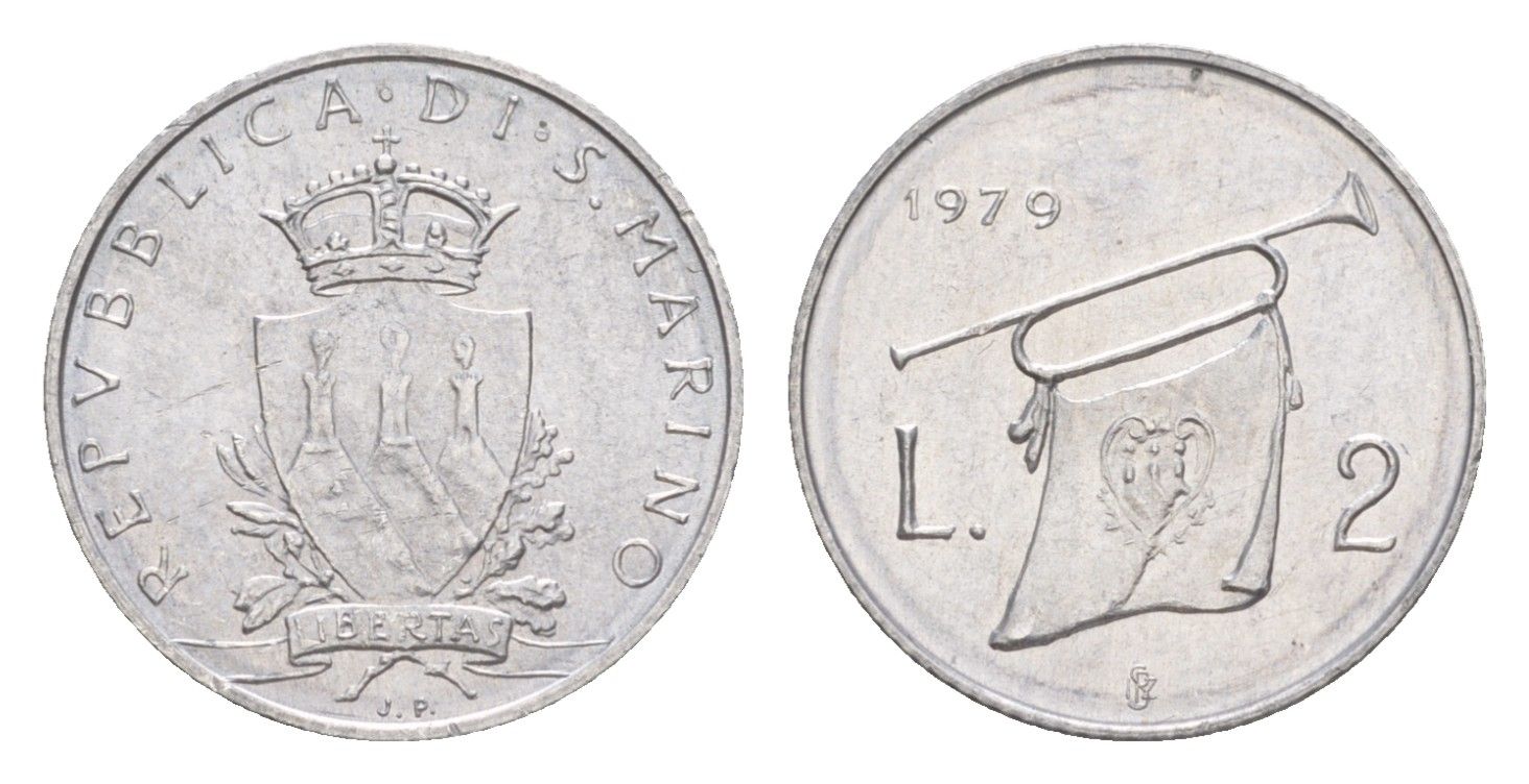 Сан-Марино 2 лиры 1979 Институциональные органы государства KM 90 алюминий UNC 4647-224
