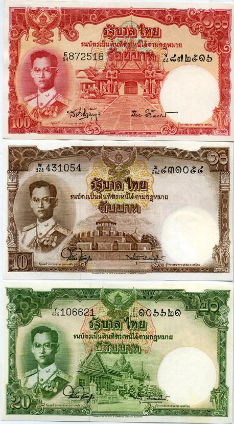 ТАИЛАНД НАБОР ИЗ 5 БАНКНОТ 1953-1956 Pick 74, 75, 76, 77, 78 бумага UNC (ПРЕСС) 00-00-00