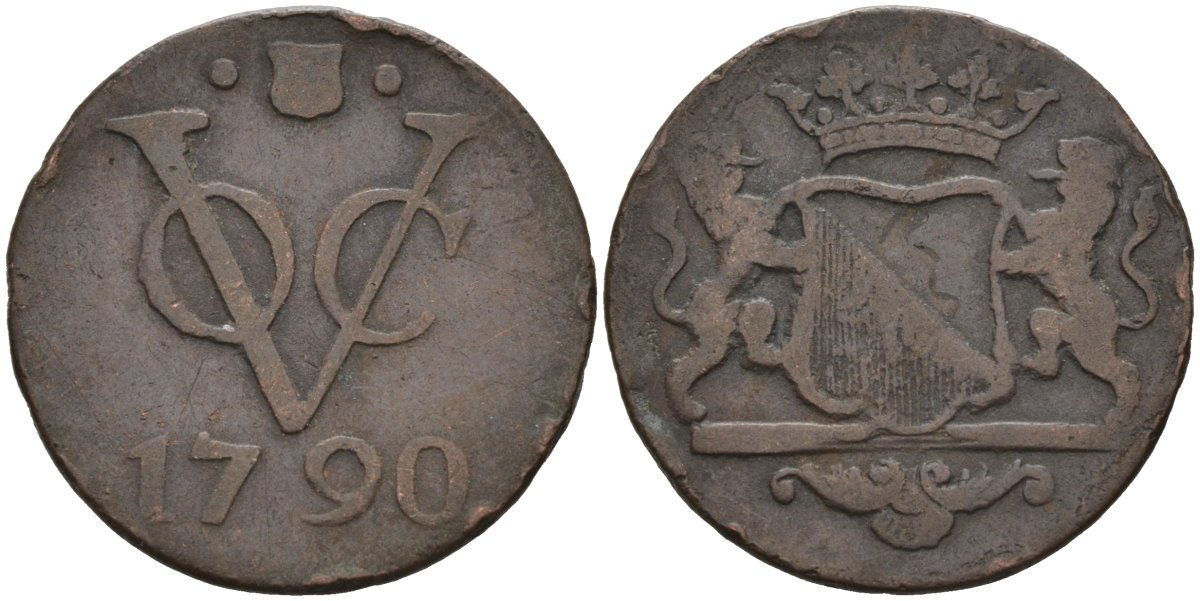 Нидерландская Восточная Индия, Утрехт (Утрехт) 1 дуит 1790 KM 111.1 медь 4577-321