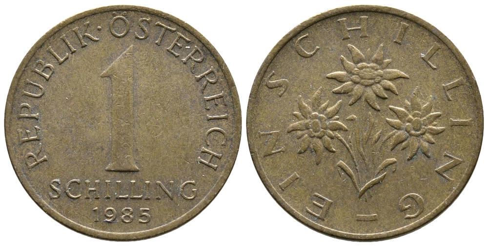 Австрия 1 шиллинг 1985 KM 2886 алюминиевая бронза 51-1825