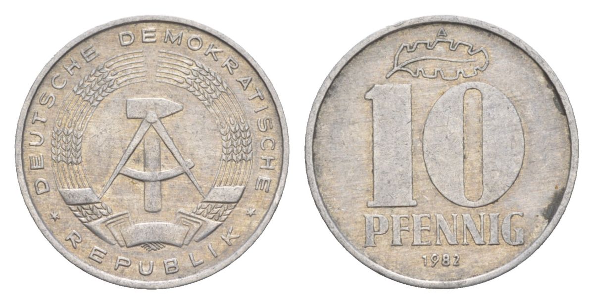 ГДР 10 пфеннигов 1982 A KM 10 алюминий 4630-769