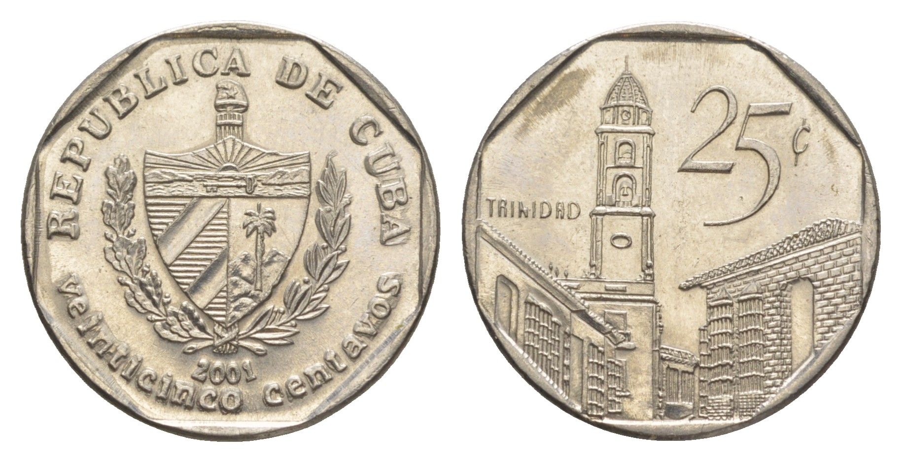 Куба 25 сентаво 2001 площадь в Тринидаде KM 577.2 сталь плакированная никелем UNC 4637-1115