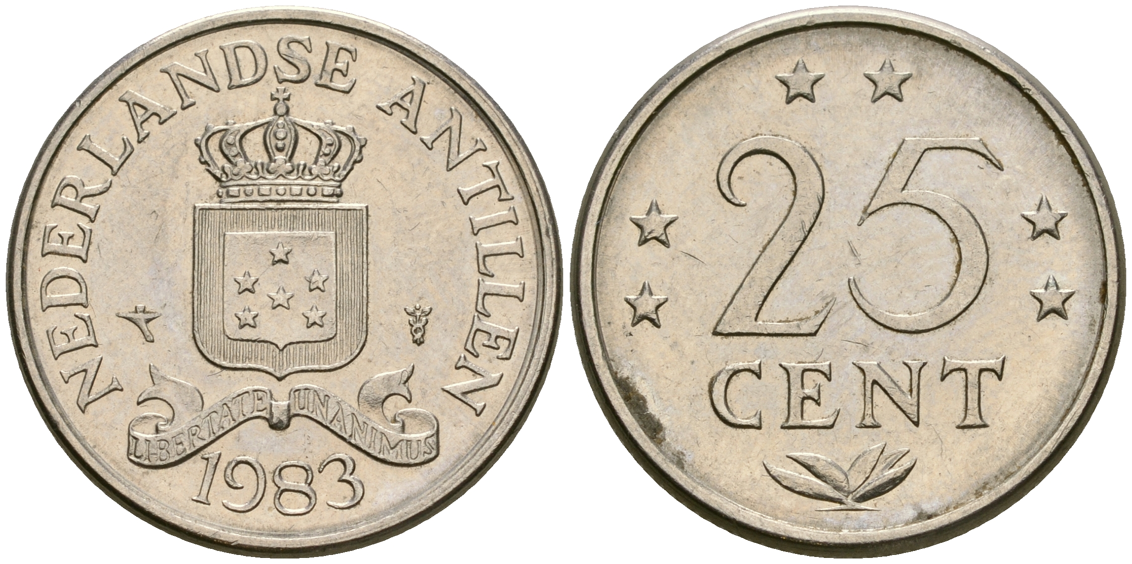 Нидерландские Антилы 25 центов 1983 Беатрикс (1980-2013) KM 11 никель 4364-3721