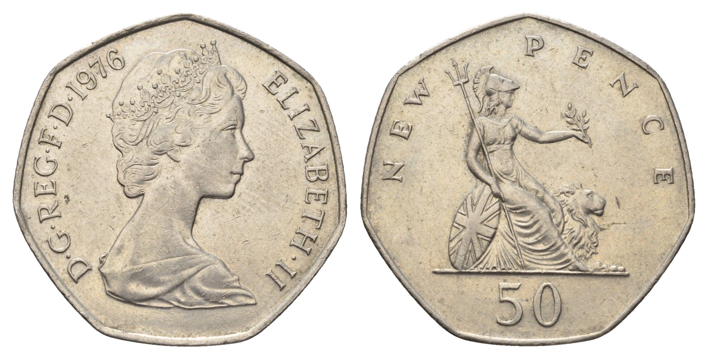 Великобритания 50 пенсов 1976 Елизавета II (1952-2022) KM 913, Spink 4223 (H1) медно-никель 4692-322
