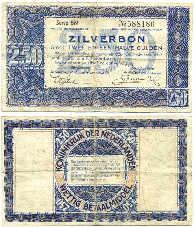 НИДЕРЛАНДЫ 2 1/2 ГУЛЬДЕНА 1938 Pick 62 бумага 7146-25-2-1