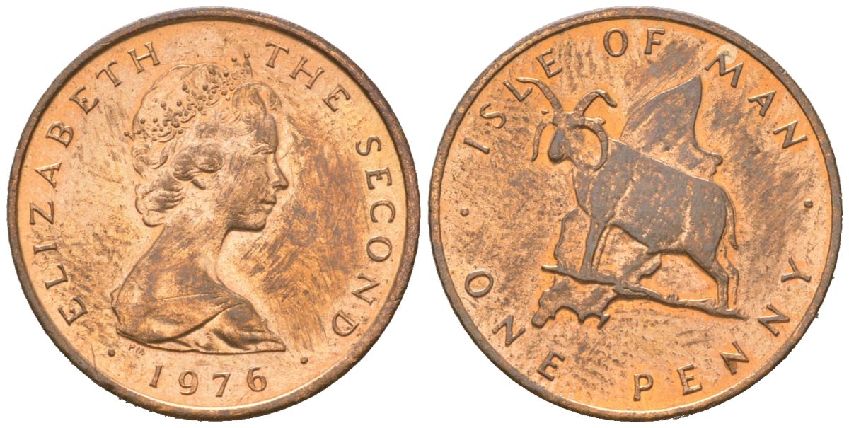 Остров Мэн 1 пенни 1976 Елизавета II (1952-2022) KM 33 бронза UNC 4151-757
