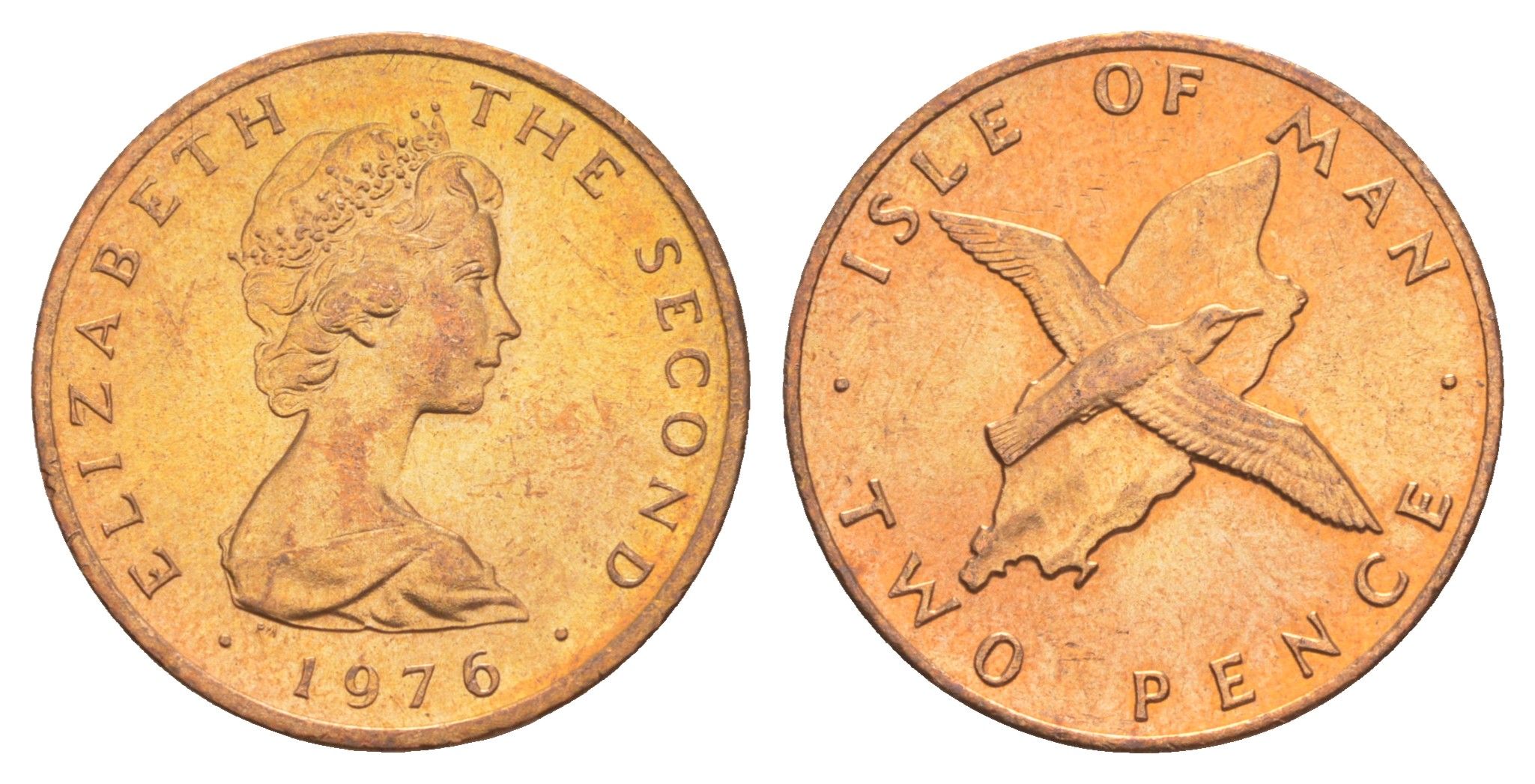 Остров Мэн 2 пенса 1976 KM 34 бронза UNC 4652-823