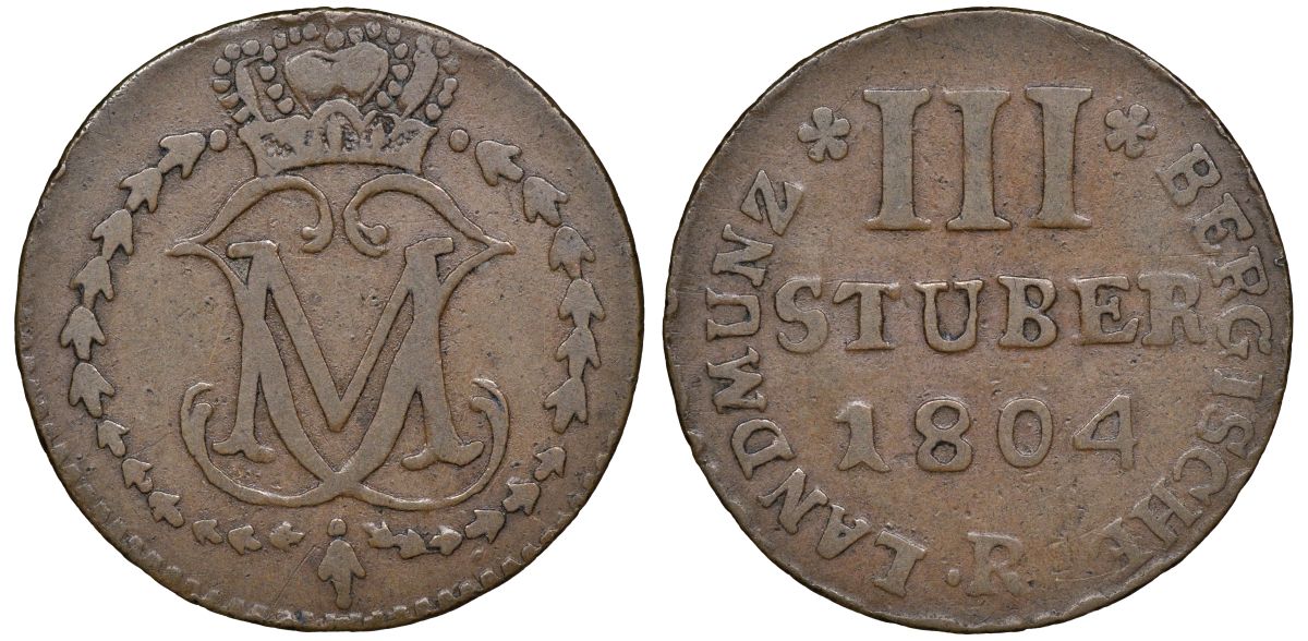 Берг 3 штубера 1804 R, Максимилиан I (1799-1806) KM 1 серебро    188-132