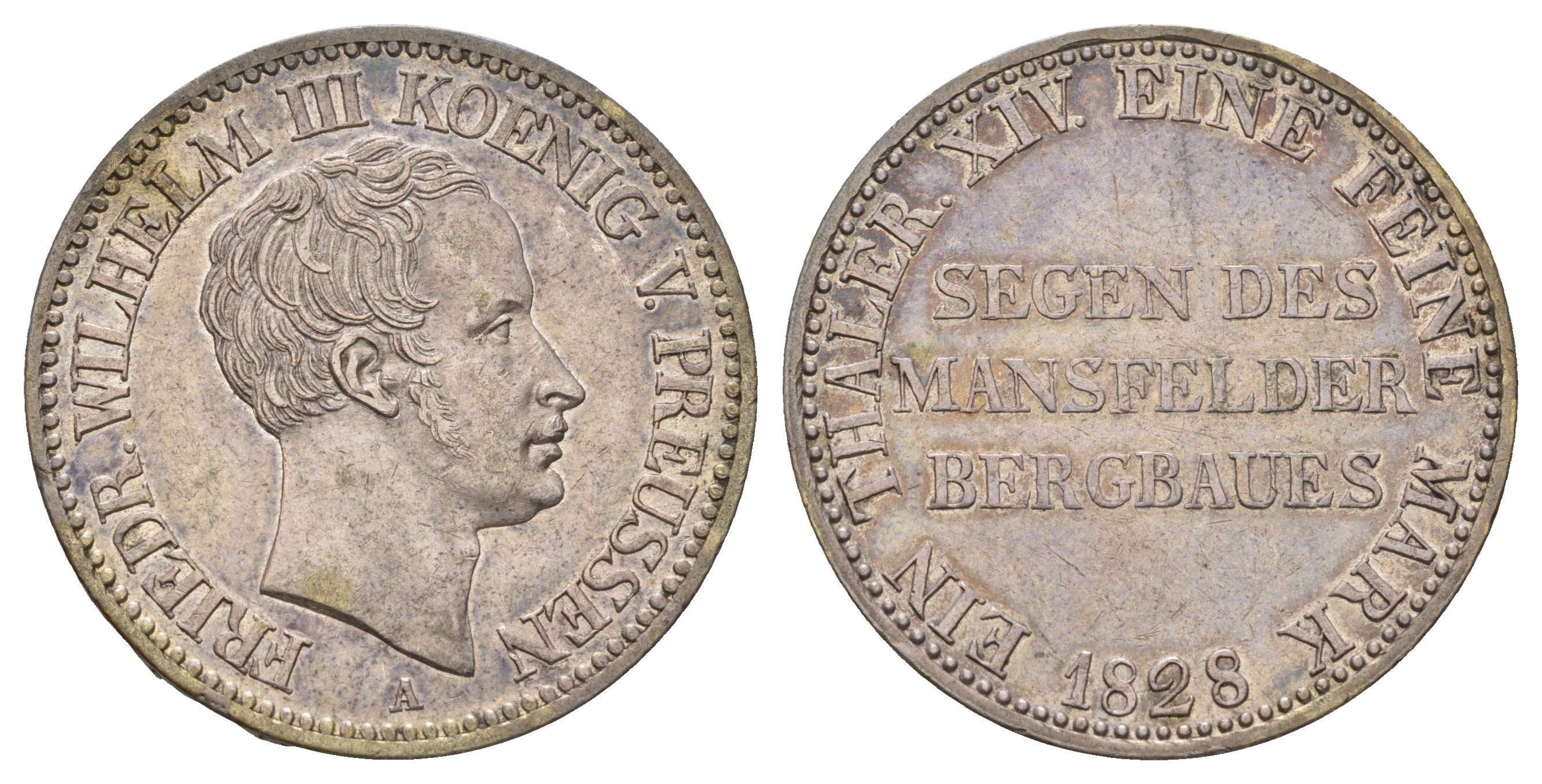 Пруссия 1 талер 1828 A, Фридрих Вильгельм III (1797-1840) KM 417 серебро 00-814-17