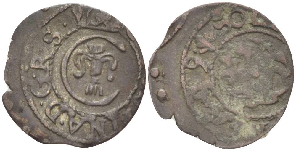 Ливония 1 солид (шелаг, шиллинг) 1649 КОРОЛЕВА КРИСТИНА (1632-1654), ШВЕДСКАЯ ОККУПАЦИЯ, ВЕС 0,45 ГР. KM 2 серебро 1517-1025