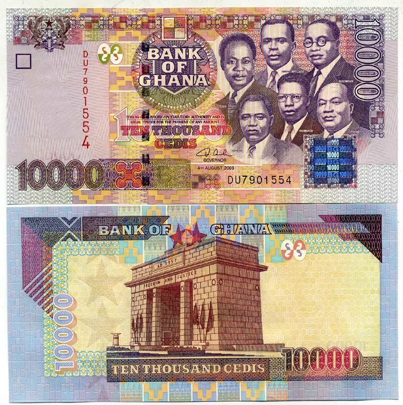 Гана 10000 седи 2003 шесть лидеров Ганы, арка Независимости, Аккра Pick 35b бумага UNC (ПРЕСС) 448-21-2